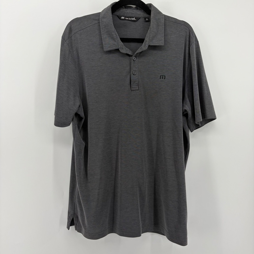 Travis Mathew Mens Polo Shirt‎ Charcoal Gray Heathered Golf Casual XL